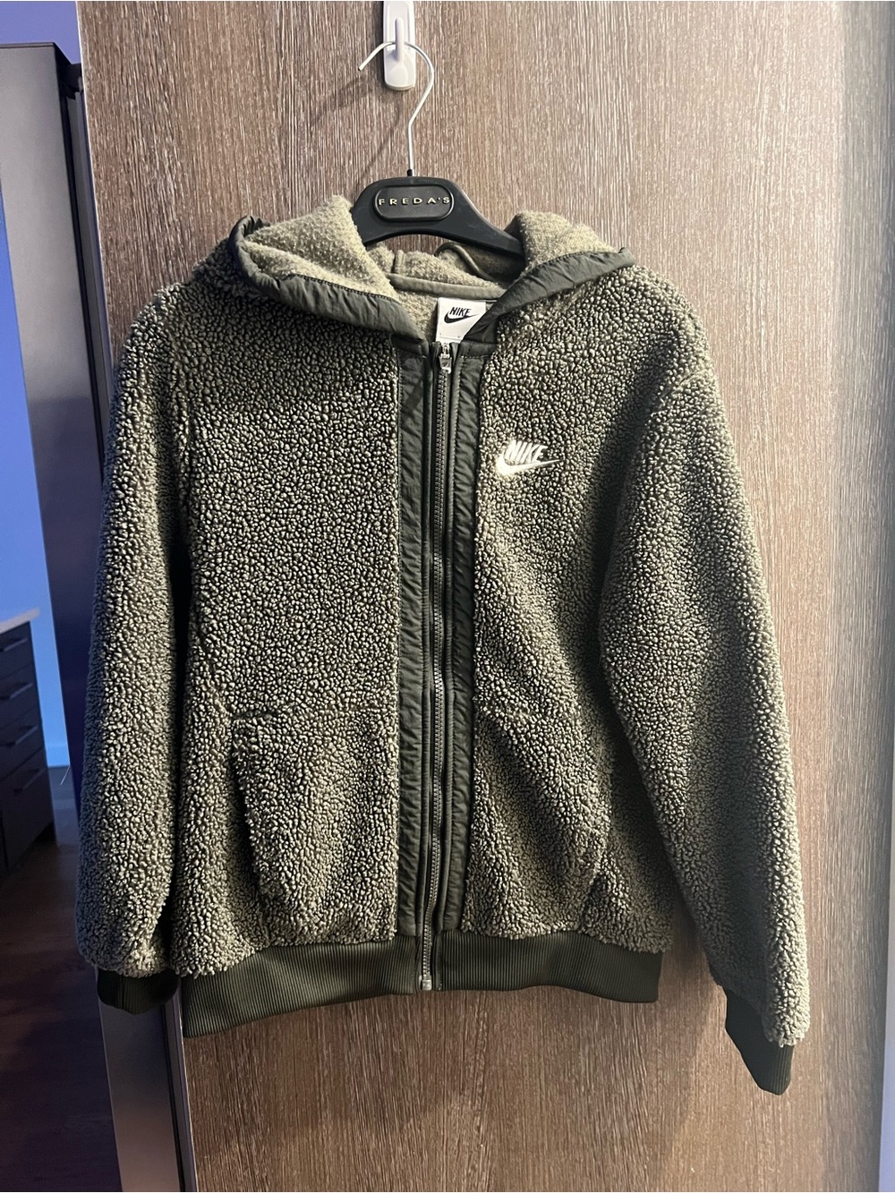 Nike Olive Sherpa Zip Jacket